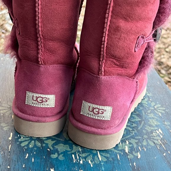 UGG Bailey Button Shearling Below Knee Fuschia Boots, 10, Button up sides, NWOB - Picture 7 of 13